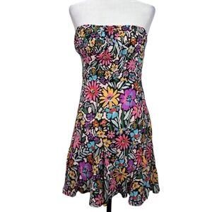 Sky to Moon floral with metallic fibers  strapless  dress